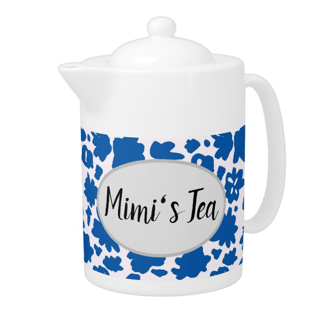 Mimi's Tea Blue Flower Pattern Teapot (Right)