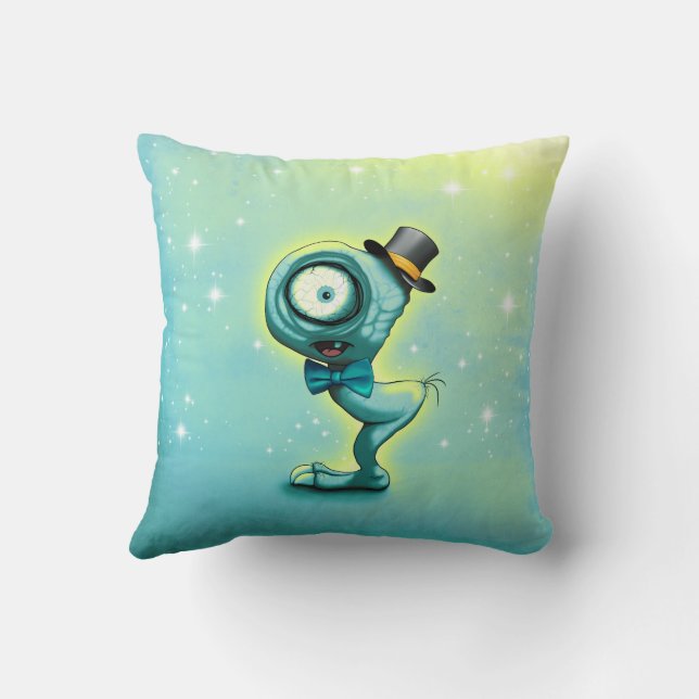 Mimo a Cute Mini Monster Starry Sky Throw Pillow (Back)