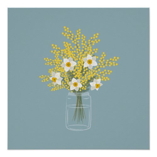 Mimosa and daffodils poster