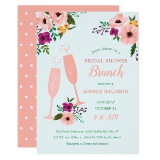 Mimosa and Flowers Brunch and Bubbly Bridal Shower Invitation