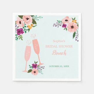 Mimosa and Flowers Brunch and Bubbly Bridal Shower Napkins