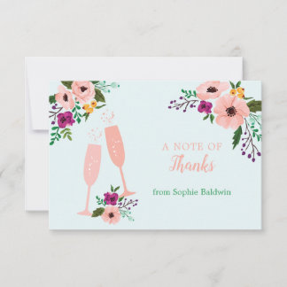 Mimosa and Flowers Brunch and Bubbly Bridal Shower Thank You Card