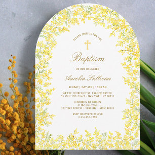 Mimosa Arch Baptism Invitation