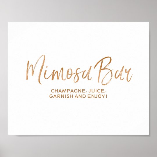 Mimosa Bar 8x10 Stylish Rose Gold Wedding Sign | Zazzle.com