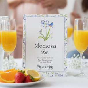 Mimosa Bar Baby Shower Lily with Bluebird  Table Tent