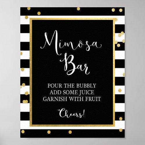 Mimosa Bar Black  Gold Sign
