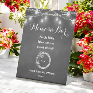 Mimosa Bar Black Mason Jar Wedding Pedestal Sign