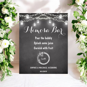 Mimosa Bar Black White Wedding Poster