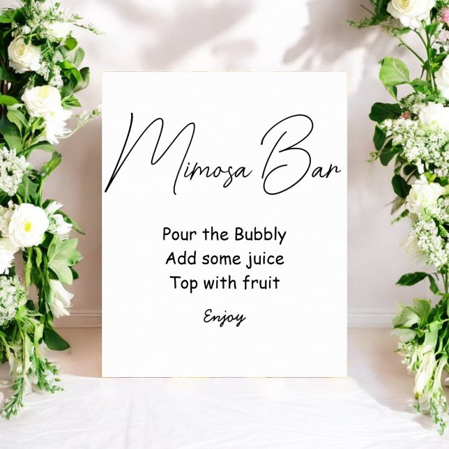 Mimosa Bar Black White Wedding Sign (Creator Uploaded)
