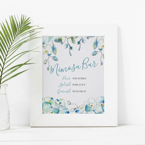 Mimosa Bar Blue Watercolor Flowers Poster