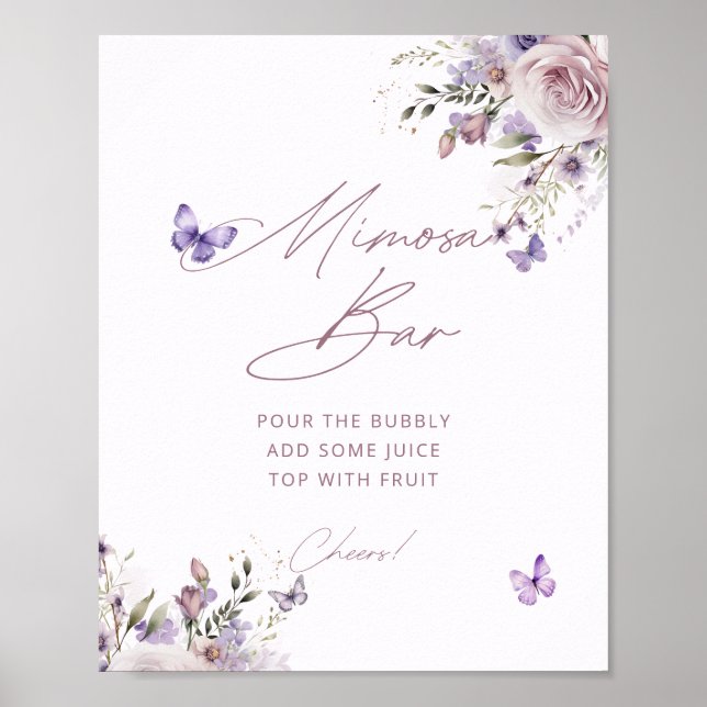 Mimosa Bar Bridal Shower Butterfly Poster (Front)