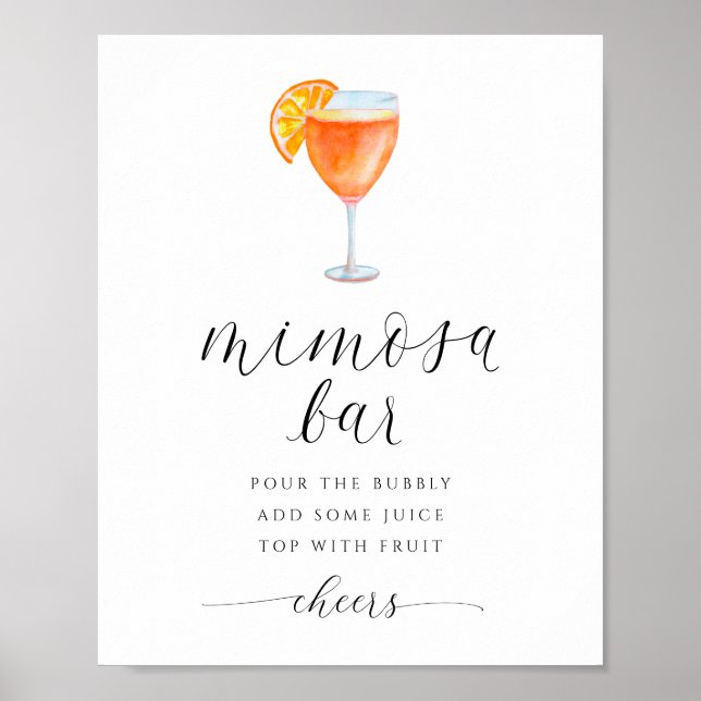 Mimosa Bar Bridal Shower Sign Watercolor (Front)