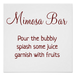 Mimosa bar bridal shower wedding poster