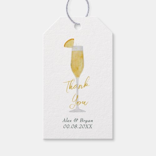 Mimosa Bar Brunch Cocktail Glass Wedding Favor Gift Tags