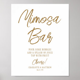 Mimosa Bar Cheers Modern Handwritten Gold Script Poster