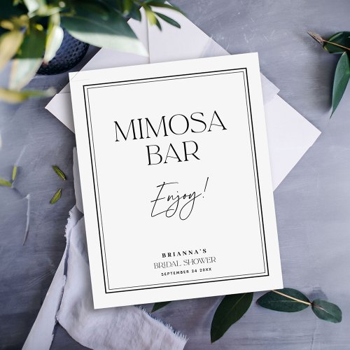 Mimosa Bar Elegant Black  White Bridal Shower Poster
