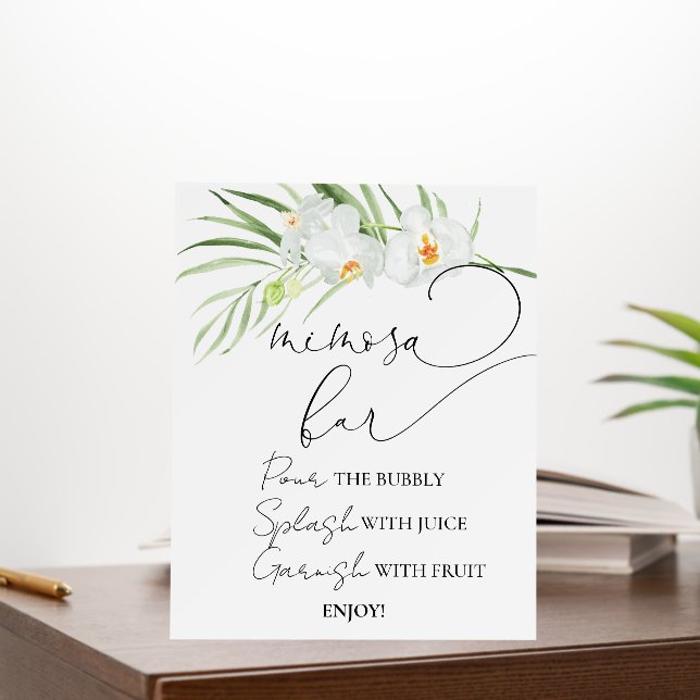Mimosa Bar Elegant white orchid bridal shower sign (In Situ (Office))