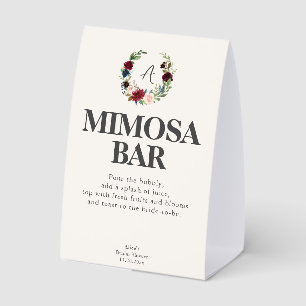Mimosa Bar Floral Garden Bold Bridal Shower Paper Table Tent
