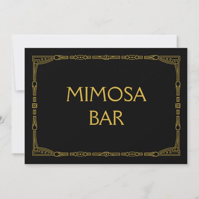 "Mimosa Bar" Gold Art Deco Style Wedding Sign (Front)