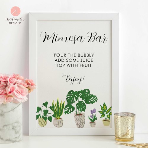 Mimosa Bar House Plants Bridal Shower Party Poster