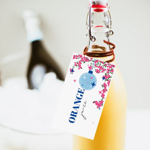 Mimosa Bar Juice Tag Santorini Greek Bridal card