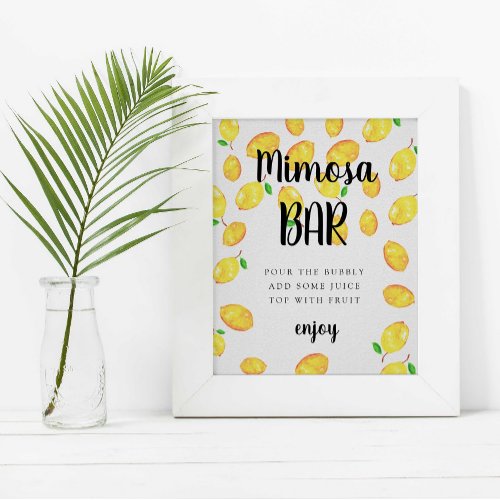 Mimosa Bar Lemon Bridal Shower Main Squeeze Poster