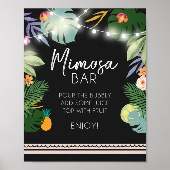 Mimosa Bar Luau Tropical Birthday Shower Sign (Front)
