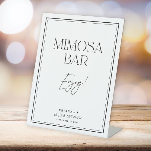 Mimosa Bar Modern Black  White Bridal Shower Pedestal Sign