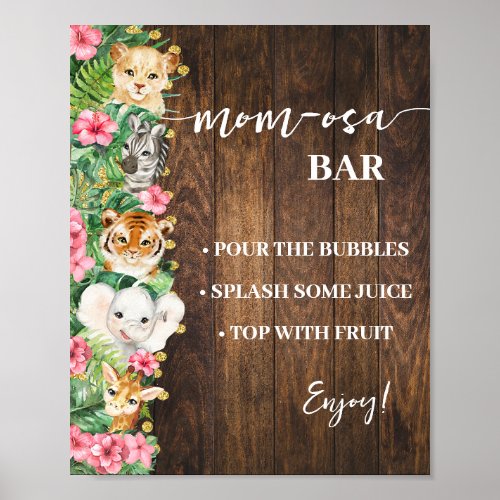 Mimosa Bar Mom-osa Bar Safari Pink Rustic Shower