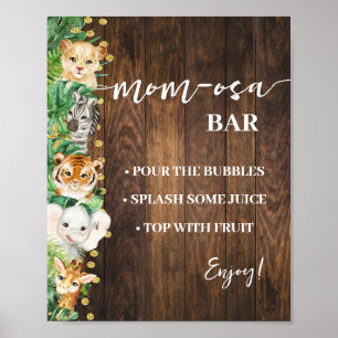 Mimosa Bar Mom-osa Bar Safari Rustic Baby Shower Poster