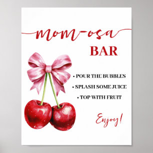 Mimosa Bar Momosa Bar Cherry Coquette Baby Shower Poster