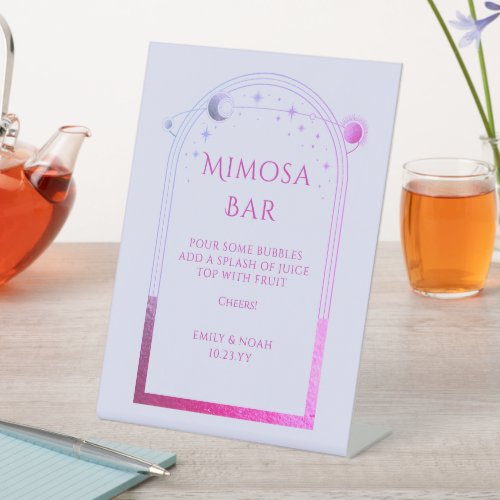Mimosa Bar Mystical Lavender Pink Sun Moon Stars Pedestal Sign