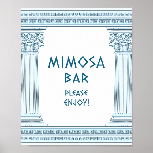 Mimosa Bar party sign for Greece themed event