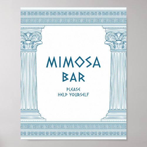 Mimosa Bar party sing in blue for Greek event Poster