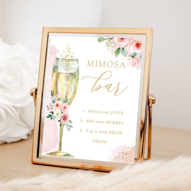 Mimosa Bar, Pink and Gold Flowers & Glass, Shower Poster (Creator Uploaded)