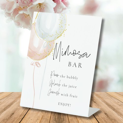 Mimosa Bar Pink  Blue Balloon Gender Reveal Pedestal Sign