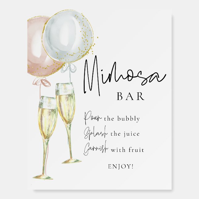 Mimosa Bar Pink & Blue Balloon Gender Reveal sign (Front)
