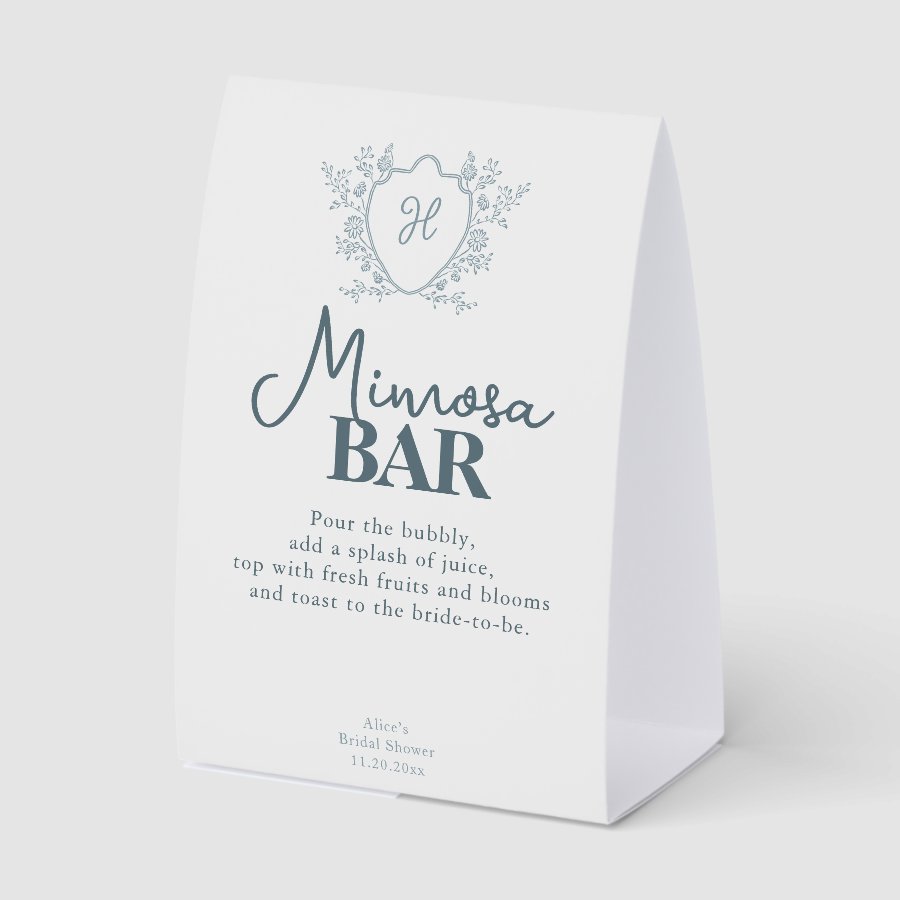 Mimosa Bar Regency Garden Bold Bridal Shower Paper Table Tent