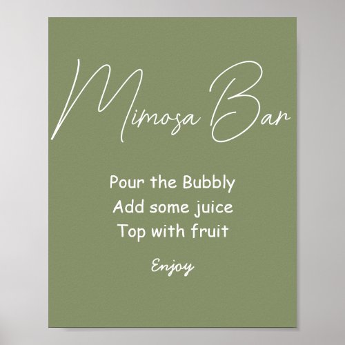 Mimosa Bar Sage Green Wedding Sign