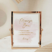 Mimosa Bar Shower Sign Watercolor Blush & Gold
