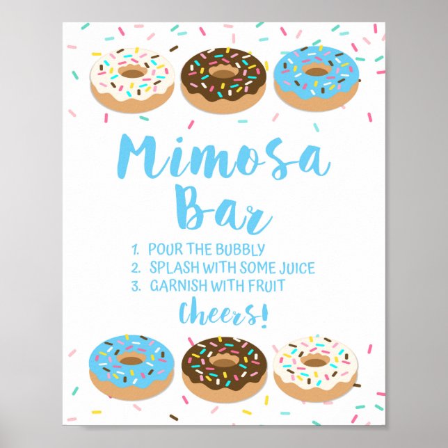 Mimosa Bar Sign Blue Donut Sprinkle Shower Sign (Front)