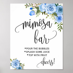 Mimosa Bar sign Bridal Wedding Shower Blue Floral