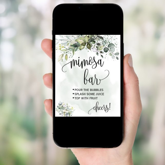 Mimosa bar sign bridal wedding shower eucalyptus (Front Digital)