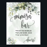 Mimosa bar sign bridal wedding shower eucalyptus<br><div class="desc">Click on "Edit design" to personalize or modify the layout (change wording,  font color,  font style).
** Please see the full collection for matching invitation,  bridal shower games,  tags and sign available**</div>