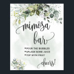 Mimosa bar sign bridal wedding shower eucalyptus<br><div class="desc">Click on "Edit design" to personalize or modify the layout (change wording,  font color,  font style).
** Please see the full collection for matching invitation,  bridal shower games,  tags and sign available**</div>