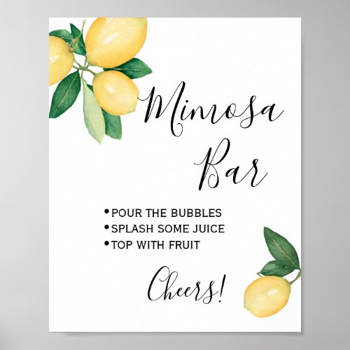 Mimosa Bar Sign Bridal Wedding Shower Lemons