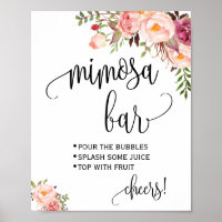 Mimosa bar sign bridal wedding shower pink floral