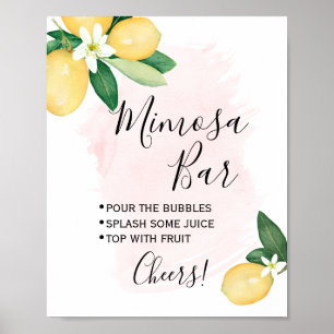Mimosa Bar Sign Bridal Wedding Shower Pink Lemons