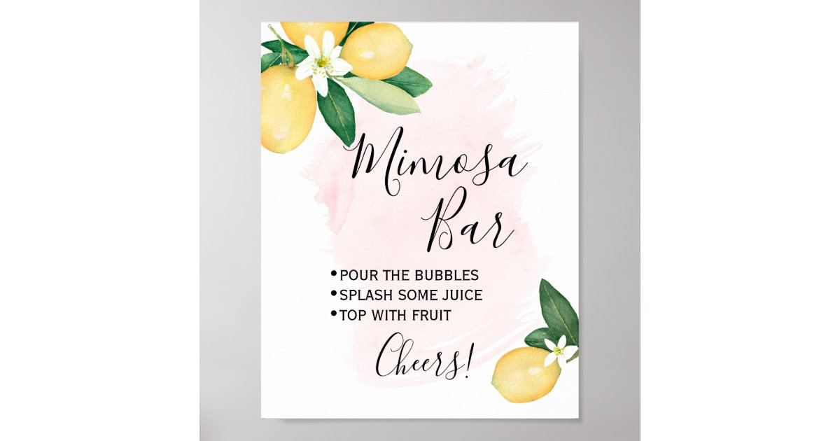 Retro Mimosa Bar Sign With Juice Carafe Tags, Bridal Shower Mimosa