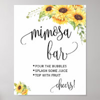 Mimosa bar sign bridal wedding shower sunflowers